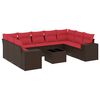 vidaXL 10-teiliges Gartensofa-Set mit Kissen, braun, Polyrattan