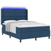 vidaXL LED Boxspringbett mit Matratze Blau 140 x 190 cm Stoff