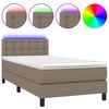 vidaXL Boxspringbett mit Matratze & LED Taupe 100x200 cm Stoff
