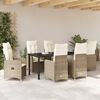vidaXL Garten Essgruppe mit Kissen 7 pcs Beige Poly Rattan