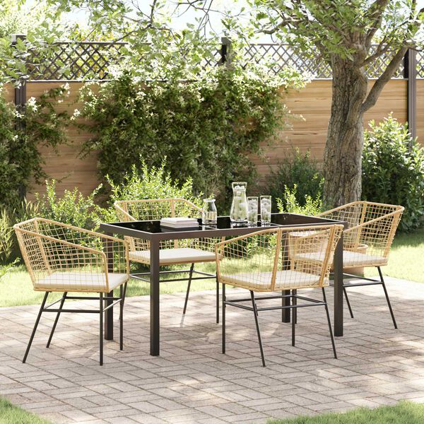 vidaXL Garten Essgruppe 5 pcs Braun Poly-Rattan