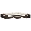 vidaXL 10-tlg. Garten-Lounge-Set mit Auflagen Poly Rattan Braun