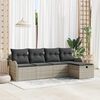 vidaXL Garten-Sofa-Set mit Kissen 5 pcs Hellgrau Poly Rattan