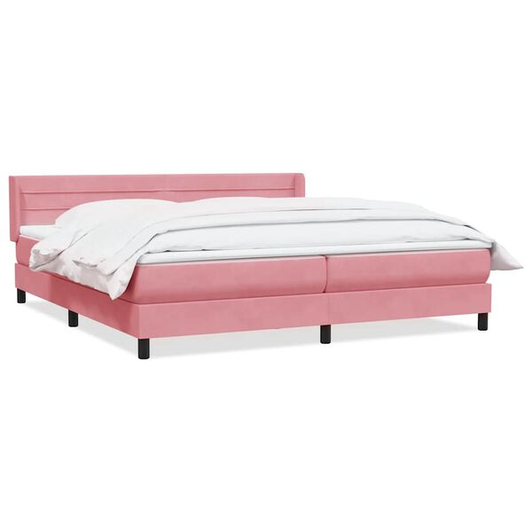 vidaXL Boxspringbett mit Matratze Rosa 200x220 cm Samt