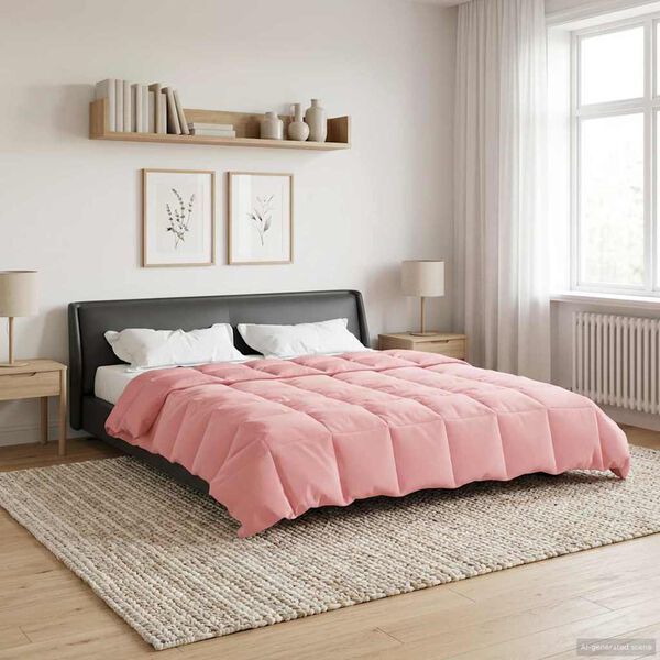 vidaXL Ganzjahresbettdecke Gepolstert Rosa 200 x 220 cm Mikrofaser