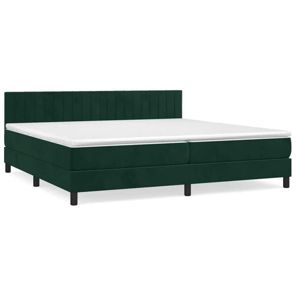 vidaXL Boxspringbett mit Matratze Dunkelgr&uuml;n 200x200 cm Samt