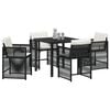 vidaXL Garten Essgruppe 5 pcs Schwarz Poly-Rattan