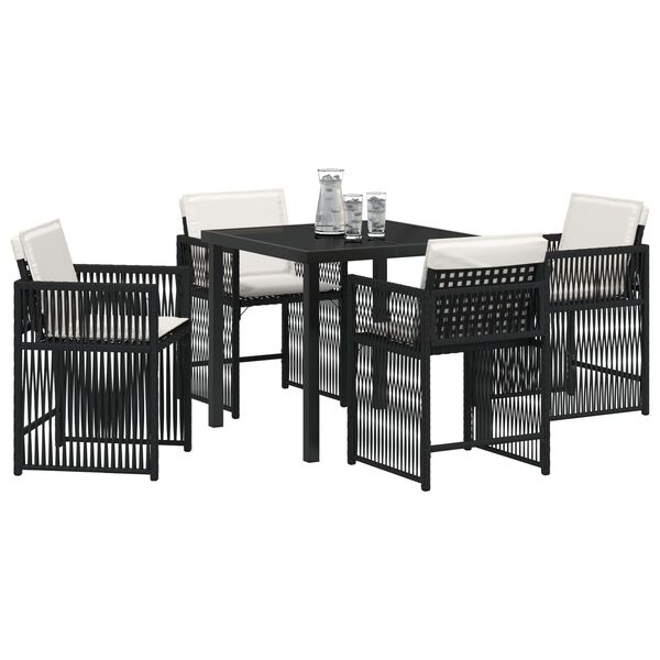 vidaXL Garten Essgruppe 5 pcs Schwarz Poly-Rattan