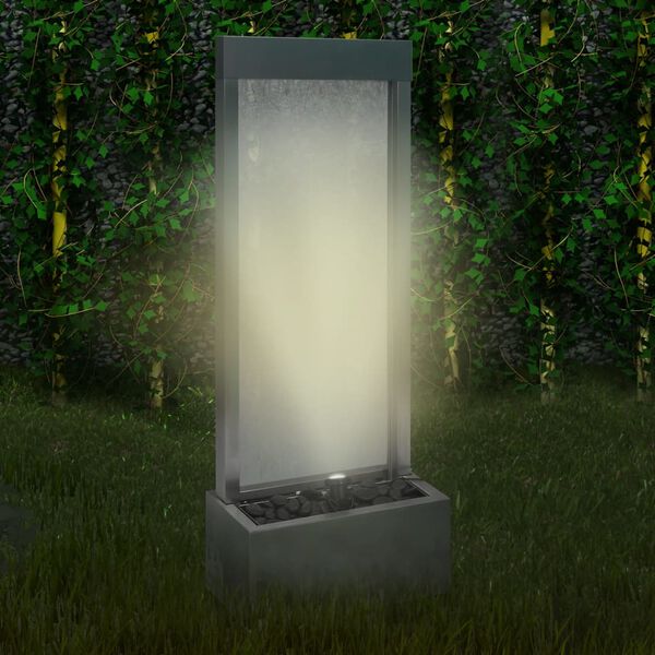 vidaXL Gartenbrunnen Silbern 39x22x108,5 cm Edelstahl