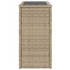vidaXL Garten-Beistelltisch Glasplatte Beige 58x27,5x55 cm Poly Rattan