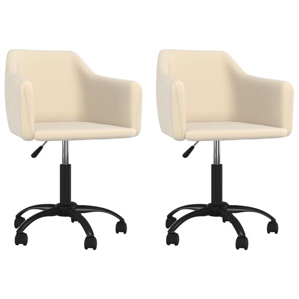 vidaXL Esszimmerst&uuml;hle 2 Stk. Drehbar Creme Samt