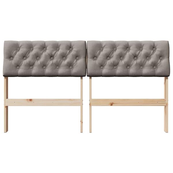 vidaXL Gepolstertes Kopfteil Taupe 140 cm Massives Kiefernholz