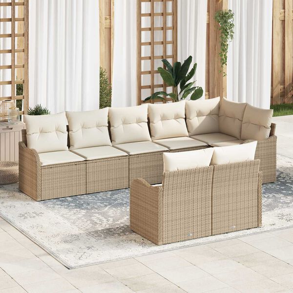 vidaXL Gartensofa-set Beige Poly-Rattan