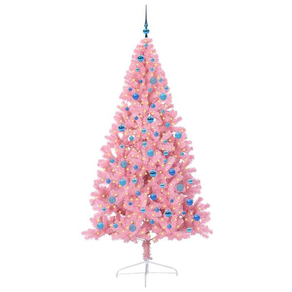 vidaXL K&uuml;nstlicher vorbeleuchteter Weihnachtsbaum Rosa 240 cm PVC