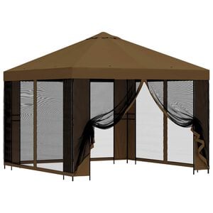 vidaXL Garten Pavillon mit Seitenw&auml;nden 3 x 3 m Taupe