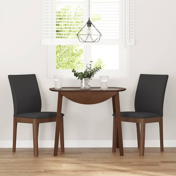 vidaXL Esszimmerst&uuml;hle mit Kissen 2 Stk. Braun Massivholz Gummibaum