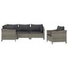vidaXL 5-tlg. Garten-Lounge-Set mit Kissen Grau Poly Rattan