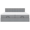 vidaXL Ottoman-Bett mit Matratzen Hellgrau 200x200 cm Stoff