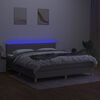 vidaXL Boxspringbett mit Matratze & LED Hellgrau 180x200 cm Stoff