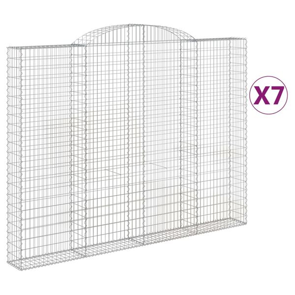 vidaXL Gabionen mit Hochbogen 7 Stk. 300x30x220/240cm Verzinktes Eisen