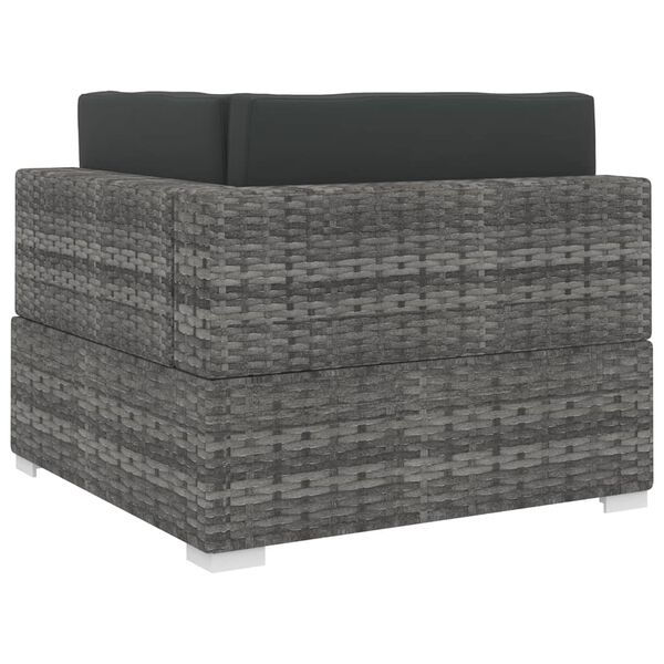 vidaXL Modular-Sofa-Eckteil 1 Stk. + Auflagen Poly Rattan Grau