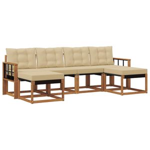 vidaXL Outdoor-Sofagarnitur mit Kissen 6 pcs Natur und Beige