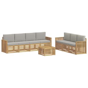 vidaXL Sofagarnituren 8 stk. Wei&szlig; und Hellgrau Polyester