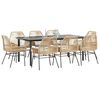 vidaXL 9-tlg. Garten-Essgruppe mit Kissen Braun Poly Rattan Glas