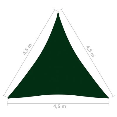 vidaXL Sonnensegel Oxford-Gewebe Dreieckig 4,5x4,5x4,5 m Dunkelgrün