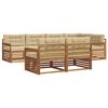 vidaXL Outdoor-Sofagarnitur mit Kissen 7 pcs Natur und Beige