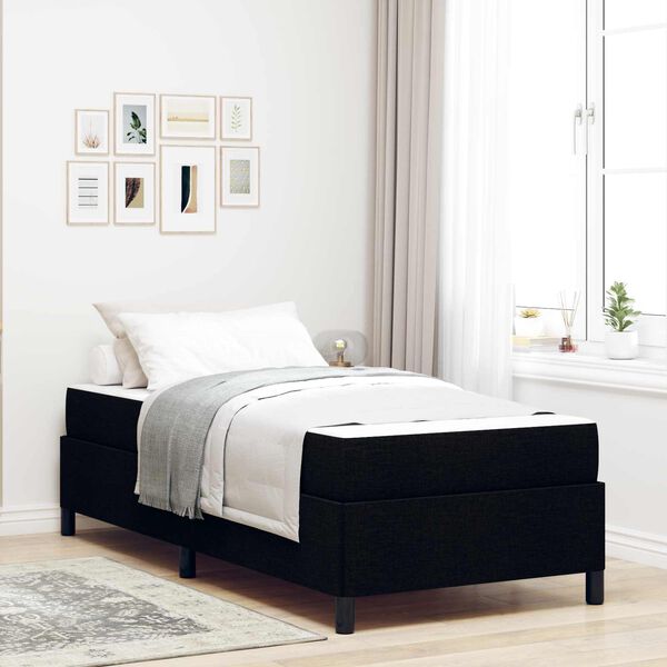 vidaXL Boxspringbett mit Matratze Schwarz 90 x 190 cm Stoff