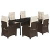 vidaXL 7-tlg. Garten-Essgruppe mit Kissen Braun Poly Rattan