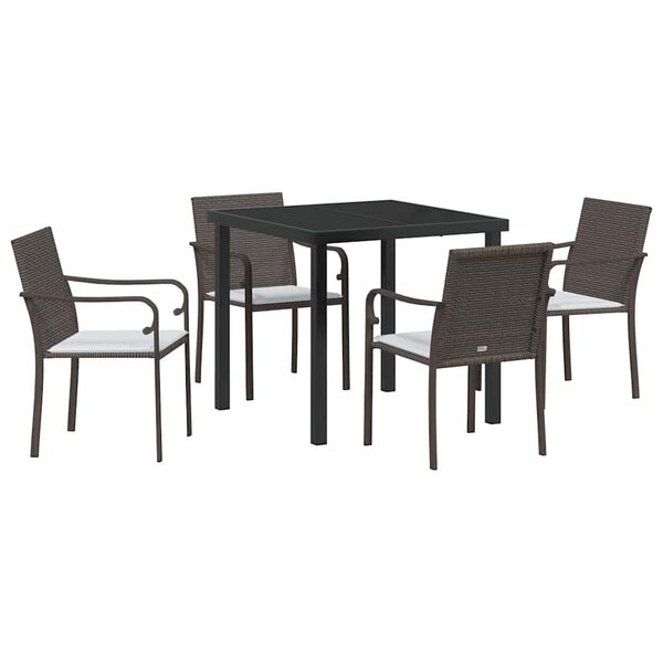 vidaXL Garten Essgruppe 5 pcs Braun Poly Rattan