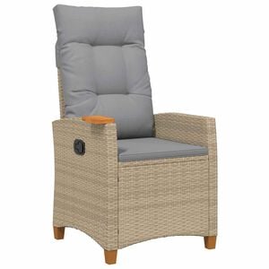 vidaXL Liegestuhl mit Teeteller Beige und Hellgrau Poly-Rattan