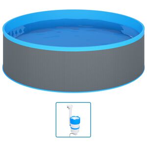 vidaXL Planschbecken mit Einh&auml;ngeskimmer und Pumpe 350x90 cm Grau