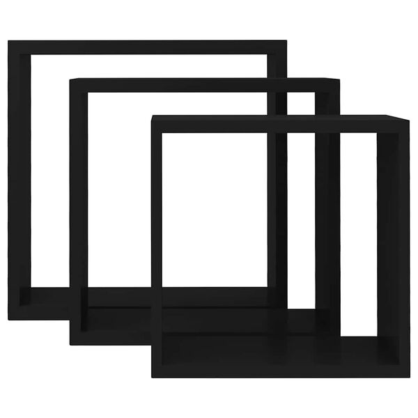 vidaXL Würfelregale 3 Stk. Schwarz MDF