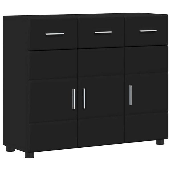 vidaXL Sideboard mit Regal Schwarz 88,5 x 30,5 x 73 cm Holzwerkstoff