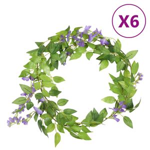 vidaXL Blumengirlanden Blumen 6 Stk. Lila 200 cm