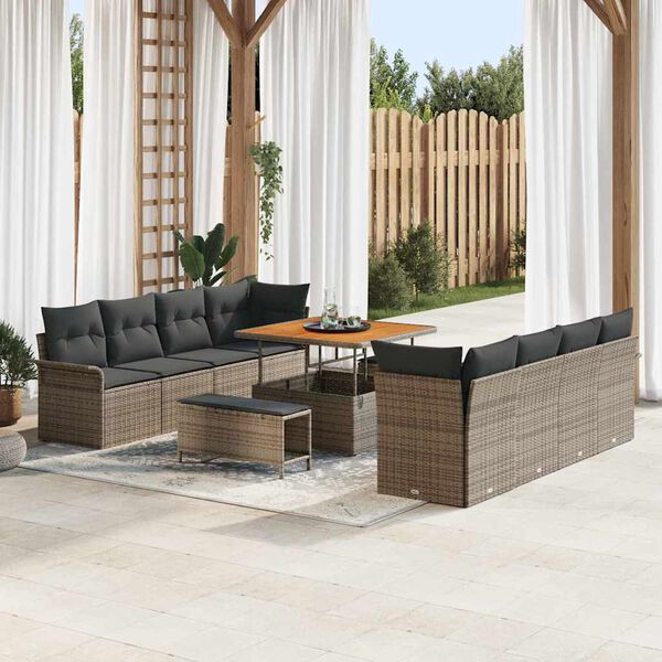 vidaXL Garten-Sofa-Set 11 pcs Grau Poly-Rattan