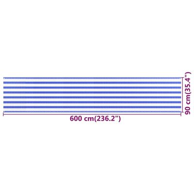 vidaXL Balkon-Sichtschutz Blau und Weiß 90x600 cm HDPE