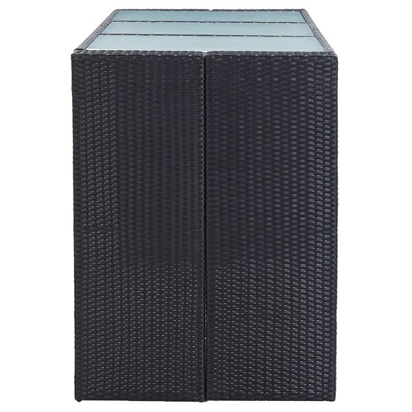 vidaXL 7-tlg. Gartenbar-Set mit Auflagen Poly Rattan Schwarz