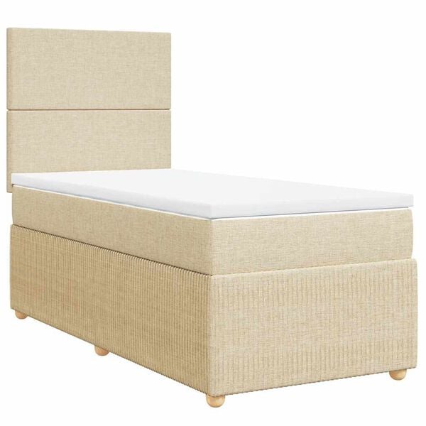 vidaXL Boxspringbett mit Matratze Creme 90x190 cm Stoff