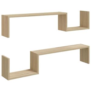 vidaXL Wandregale 2 Stk. Sonoma-Eiche 100x15x20 cm Holzwerkstoff