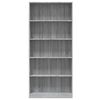 vidaXL B&uuml;cherregal 5 F&auml;cher Grau Sonoma-Eiche 80x24x175 Holzwerkstoff