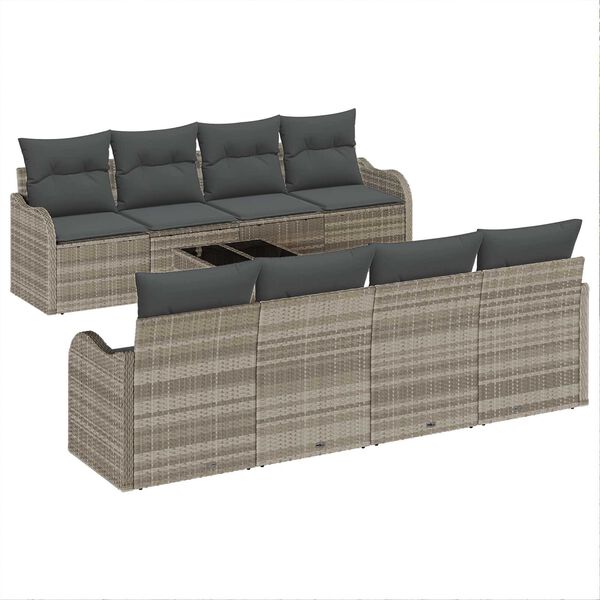 vidaXL Garten-Sofa-Set mit Kissen 9 pcs Hellgrau und Dunkelgrau