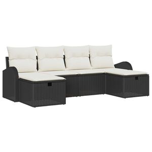 vidaXL Sofa Set mit Kissen 6 pcs Schwarz und Creme Poly-Rattan