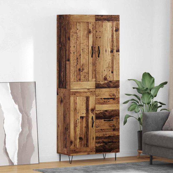vidaXL Highboard Altholz 69,5 x 34 x 180 cm Holzwerkstoff