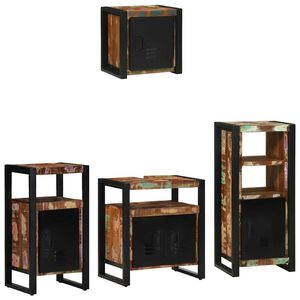 vidaXL Badezimmerm&ouml;bel-Set 4 stk. Mehrfarbig und Schwarz