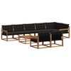 vidaXL Outdoor-Sofagarnitur mit Kissen 9 pcs Nat&uuml;rlich und Schwarz
