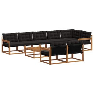 vidaXL Outdoor-Sofagarnitur mit Kissen 9 pcs Nat&uuml;rlich und Schwarz